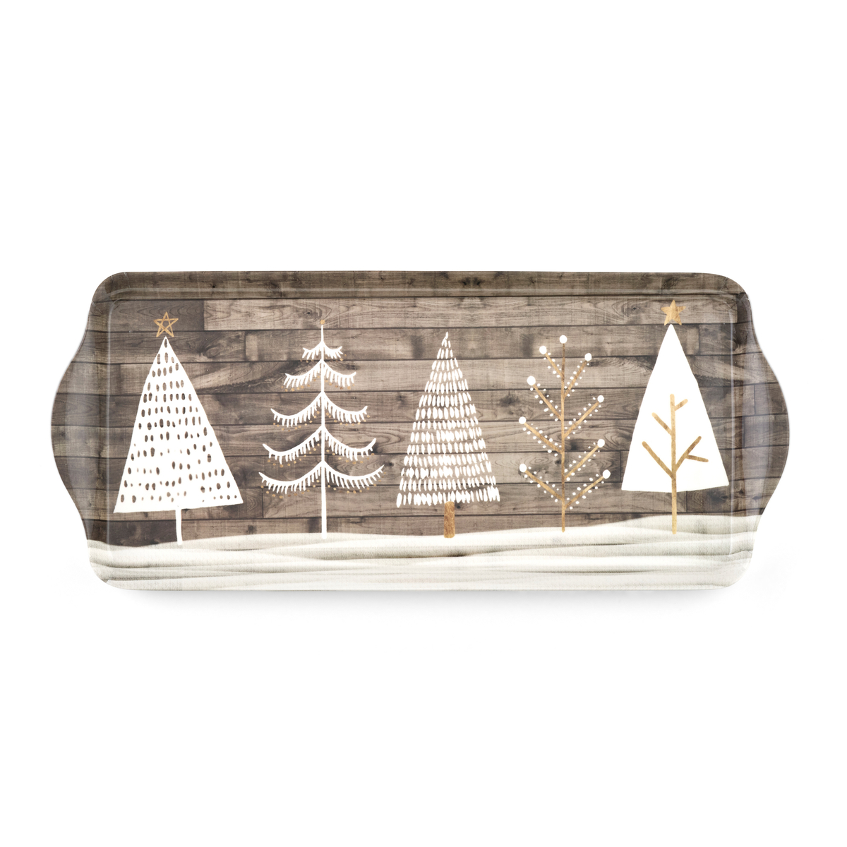 Wooden White Christmas Melamine Sandwich Tray image number null