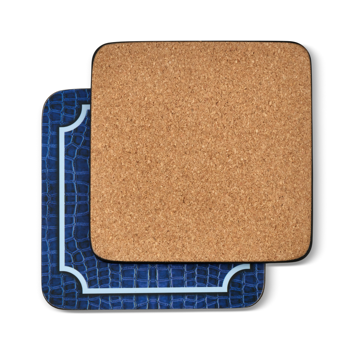 Pimpernel Blue Croc Leather Coaster Set of 6 image number null