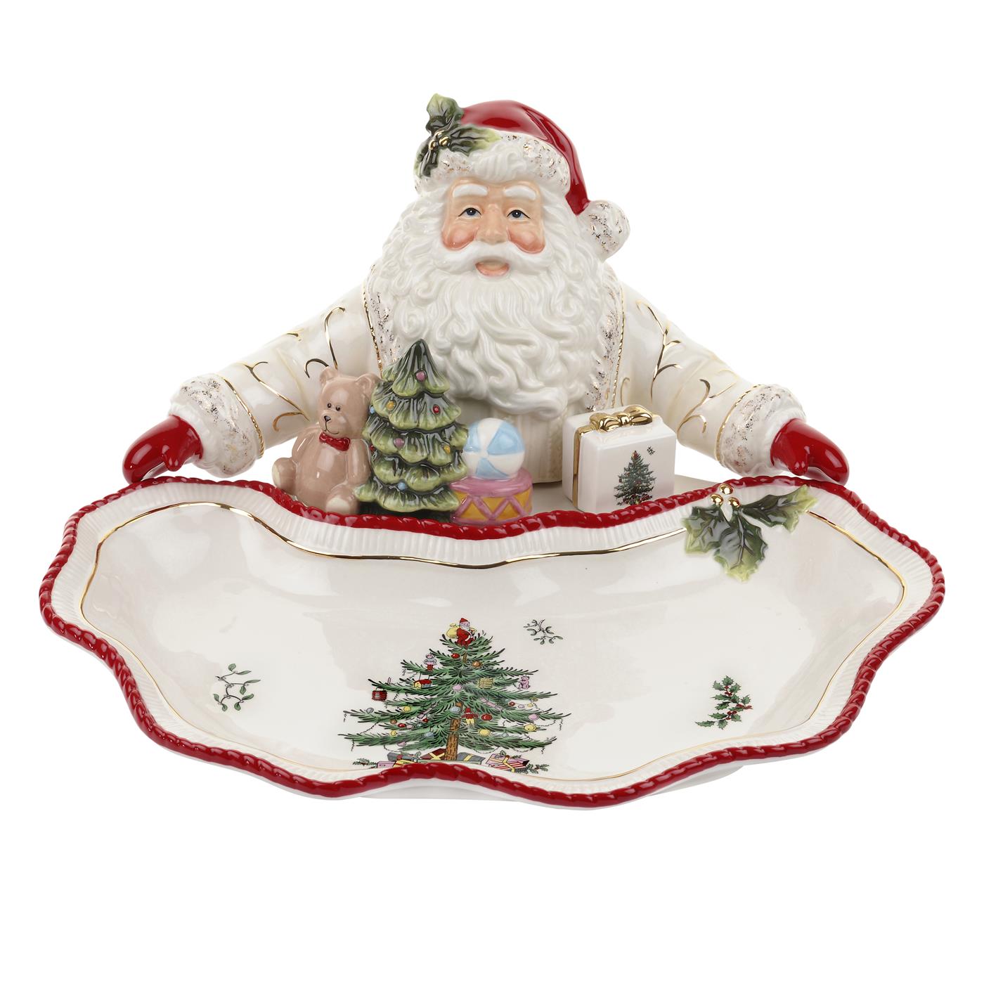Christmas Tree Gold Figural Collection Santa Dish image number null