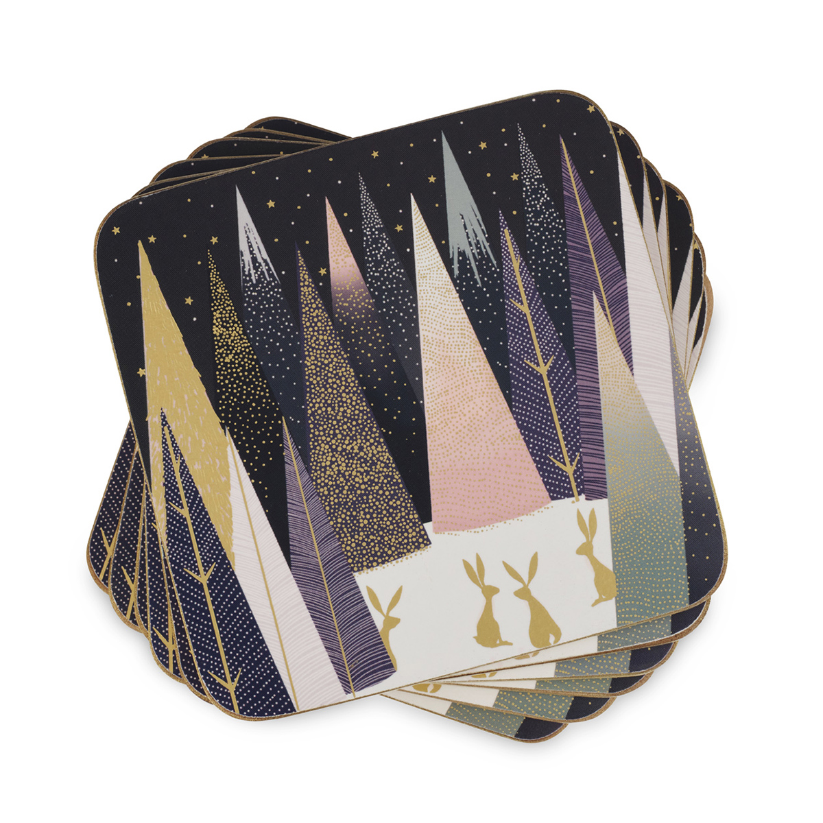 Sara Miller London for Pimpernel Frosted Pines Coasters Set of 6 image number null