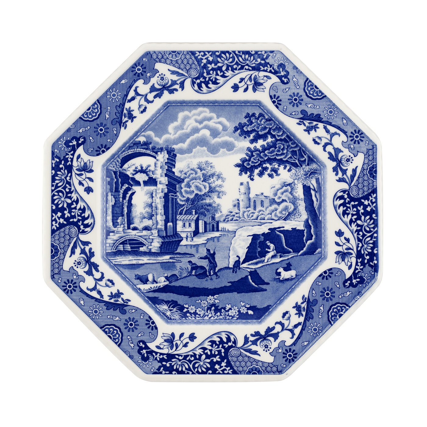 Spode Blue Italian 9.5 Inch Octagonal Plate image number null