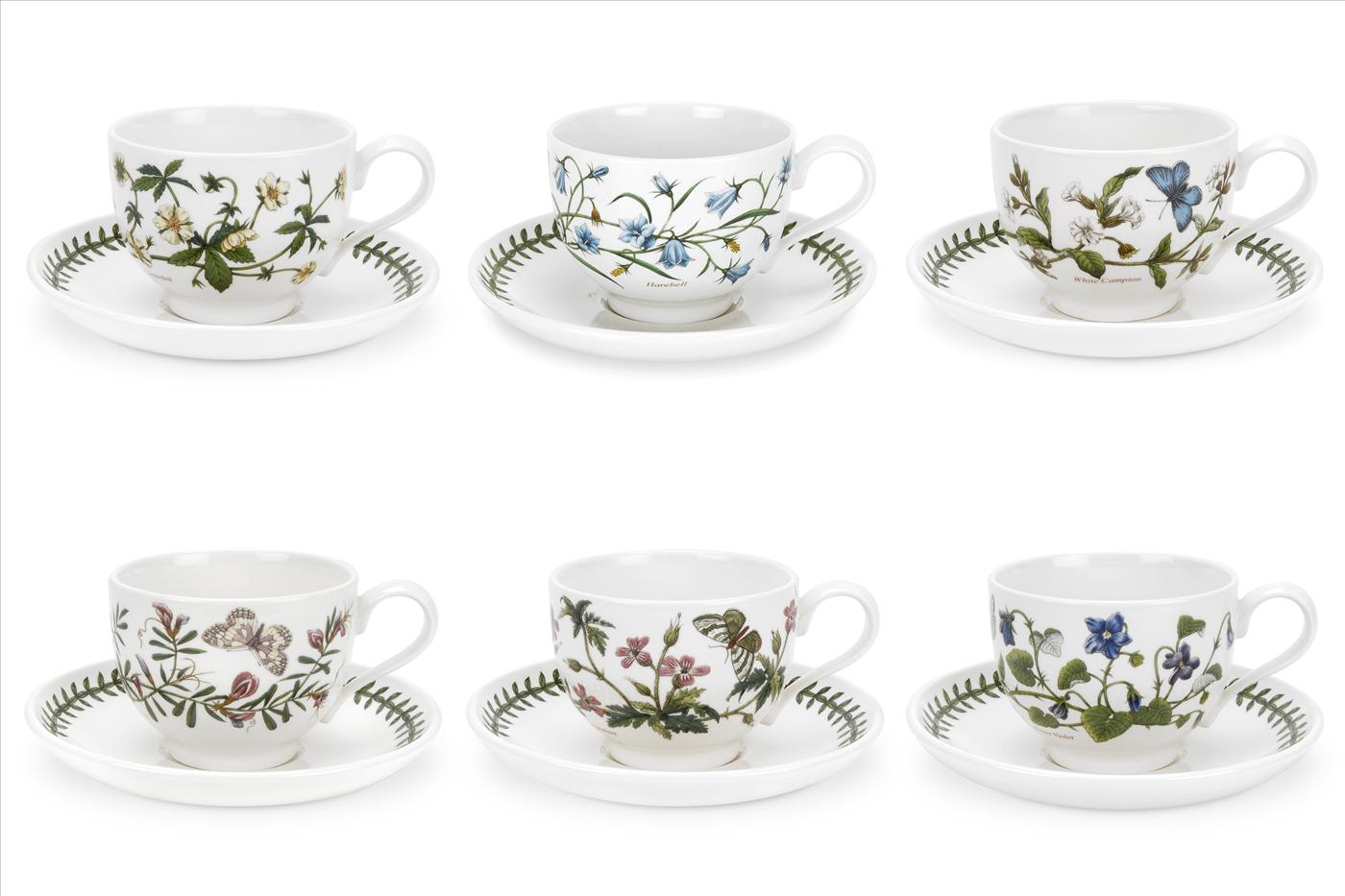 Botanic Garden Set of 6 Teacups & Saucers (T) Assorted Motifs image number null