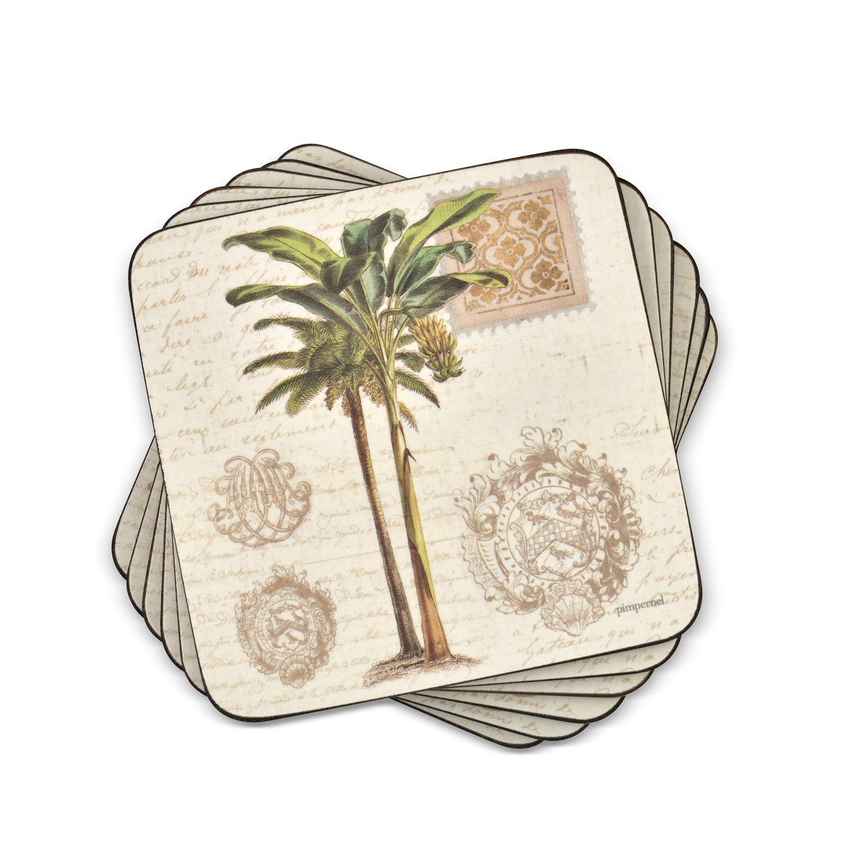 Pimpernel Vintage Palm Study Set of 6 Coasters image number null