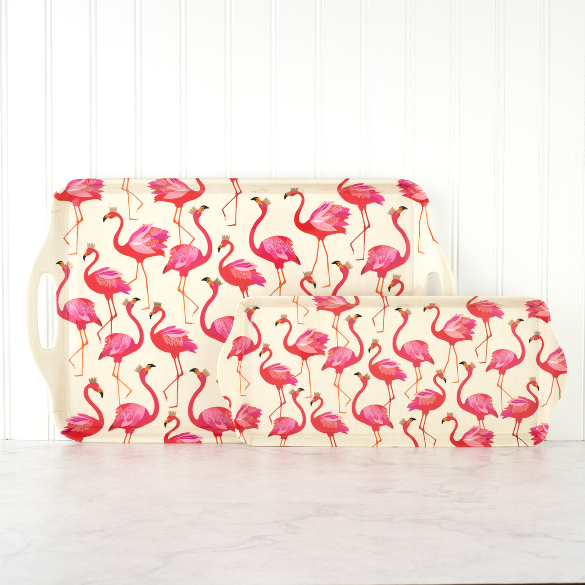 Sara Miller London for Pimpernel Flamingo Melamine Handled Tray image number null
